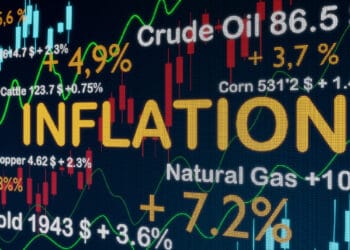 Inflation Graphic to illustrate strong rising inflation. 3D illustration